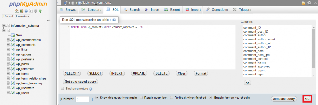 This image shows you how to execute the SQL query.