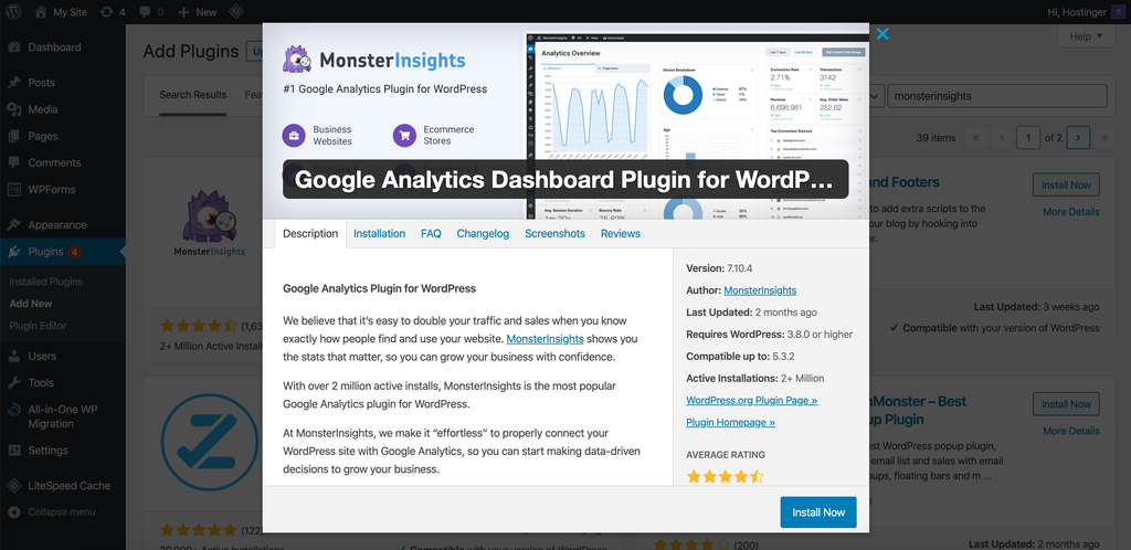Downloading the MonsterInsights plugin for WordPress