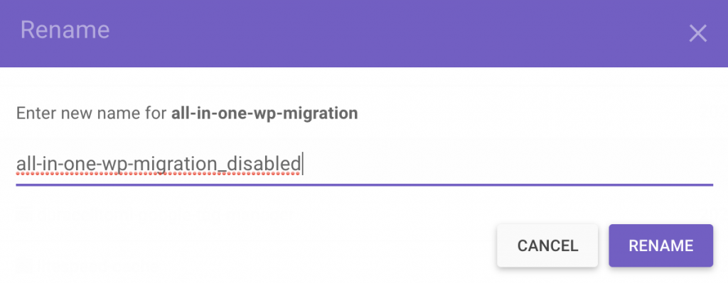 rename a plugin by adding the word disabled