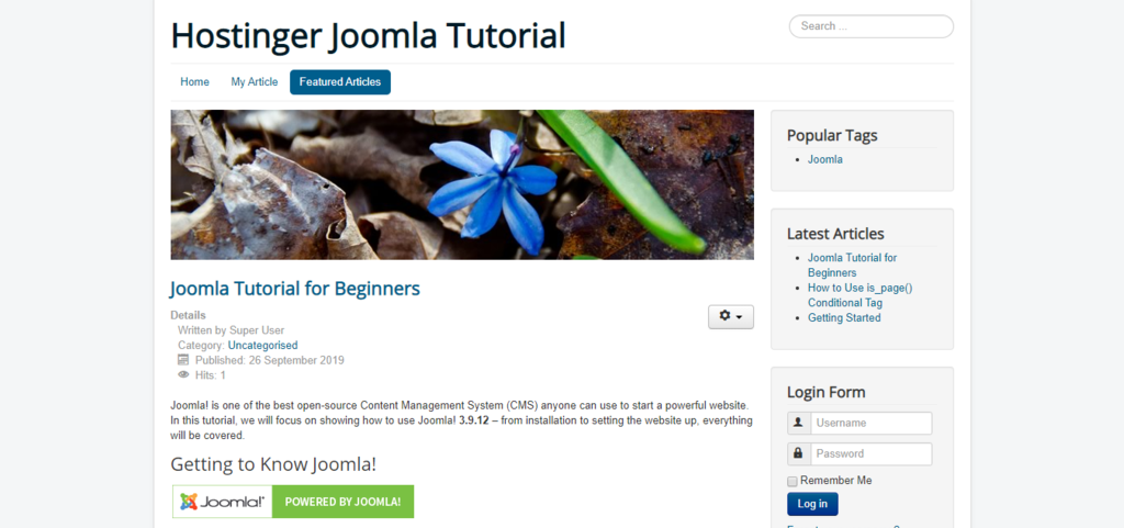 Example of a published article using Joomla
