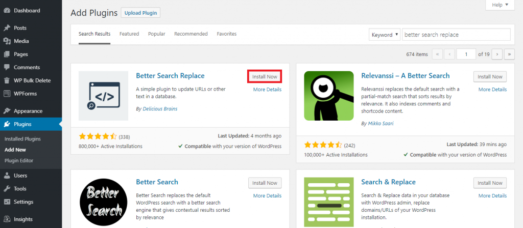 How to install Better Search Replace plugin.