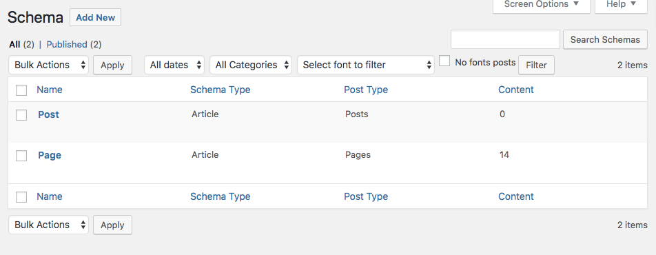 How to add a specific Schema to a type or category of a post or page