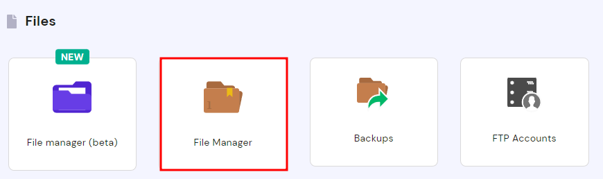 Selecting File Manager inside Hosting Account panel on hPanel