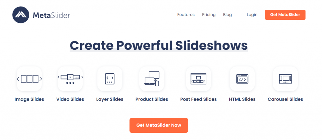 The homepage of Meta Slider, a WordPress slider plugin that helps you create powerful slideshows