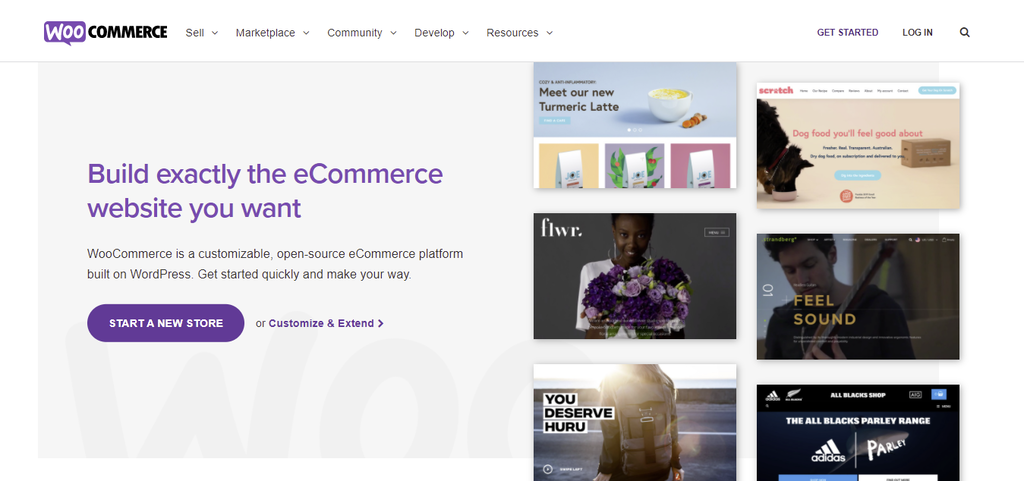 The homepage of WooCommerce WordPress plugin.