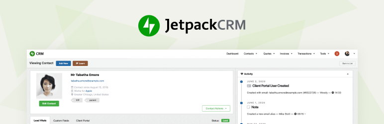 Screenshot of Jetpack CRM's plugin banner