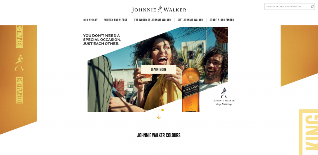 Johnnie Walker landing page.