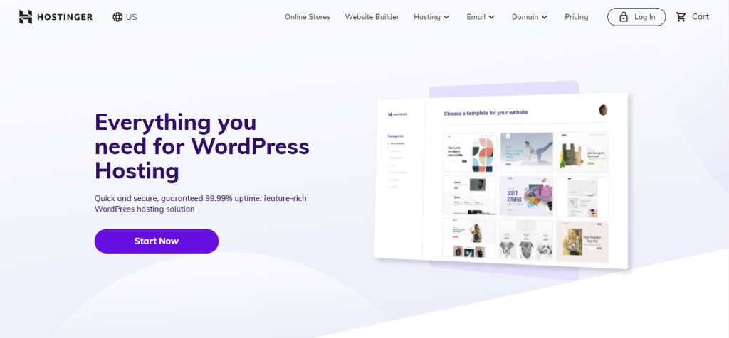 Hostinger WordPress hosting page