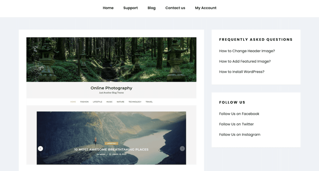 online photography theme
