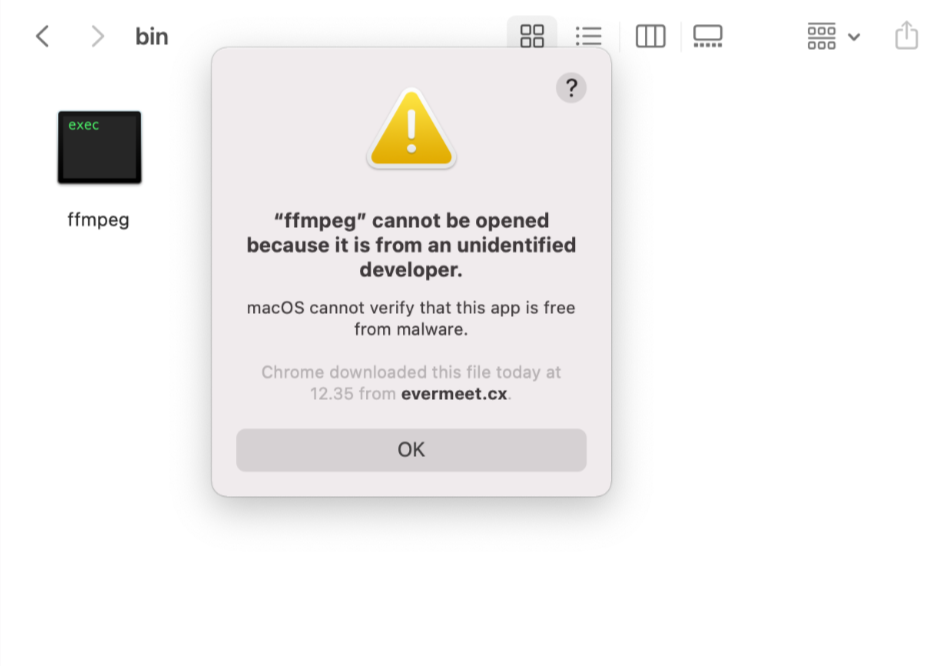 FFmpeg error message on macOS