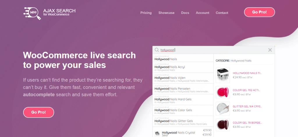 The homepage of the FiboSearch WordPress search plugin.