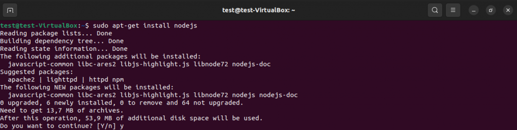 Installing Node.js from the default repository