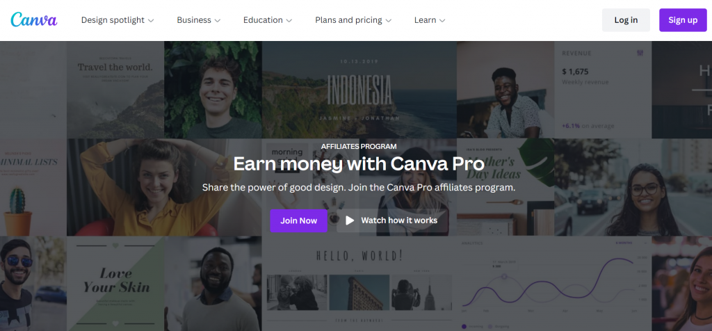 Canva Pro affiliate program landing page