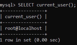 MySQL query to display the current user.
