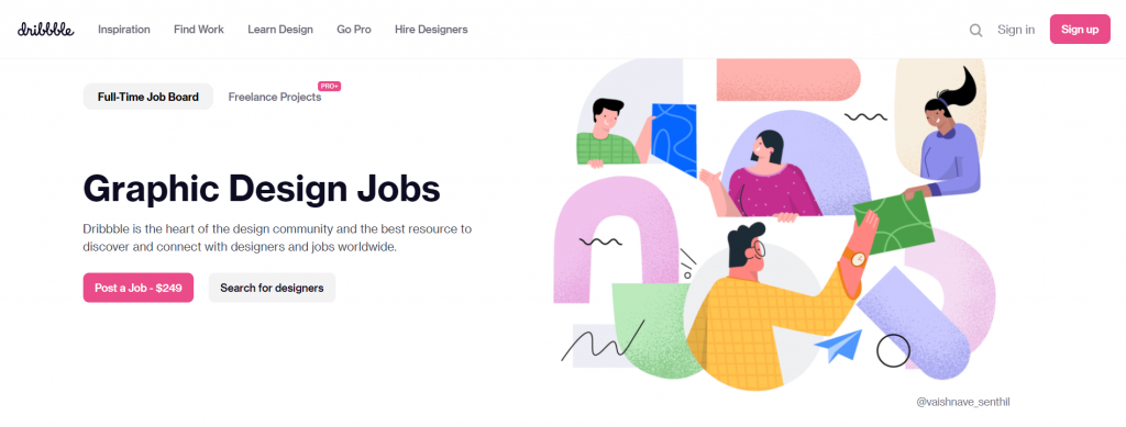 Dribbble home page 