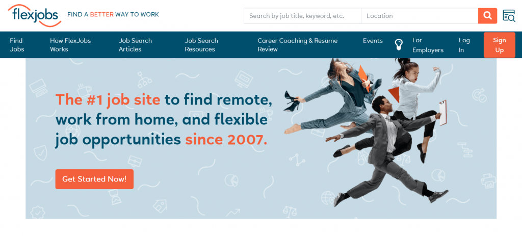 Flexjobs landing page: #1 site to find job opportunities