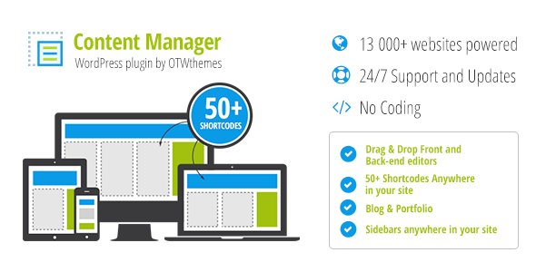 Content manager for WordPress plugin banner