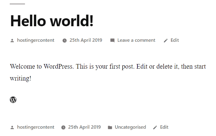 The preview of WordPress icon from Font Awesome in WP post