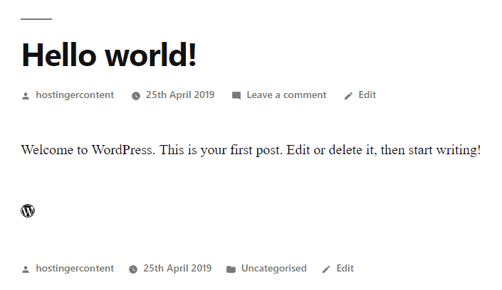The preview of the WordPress icon that is linked to WordPress.com