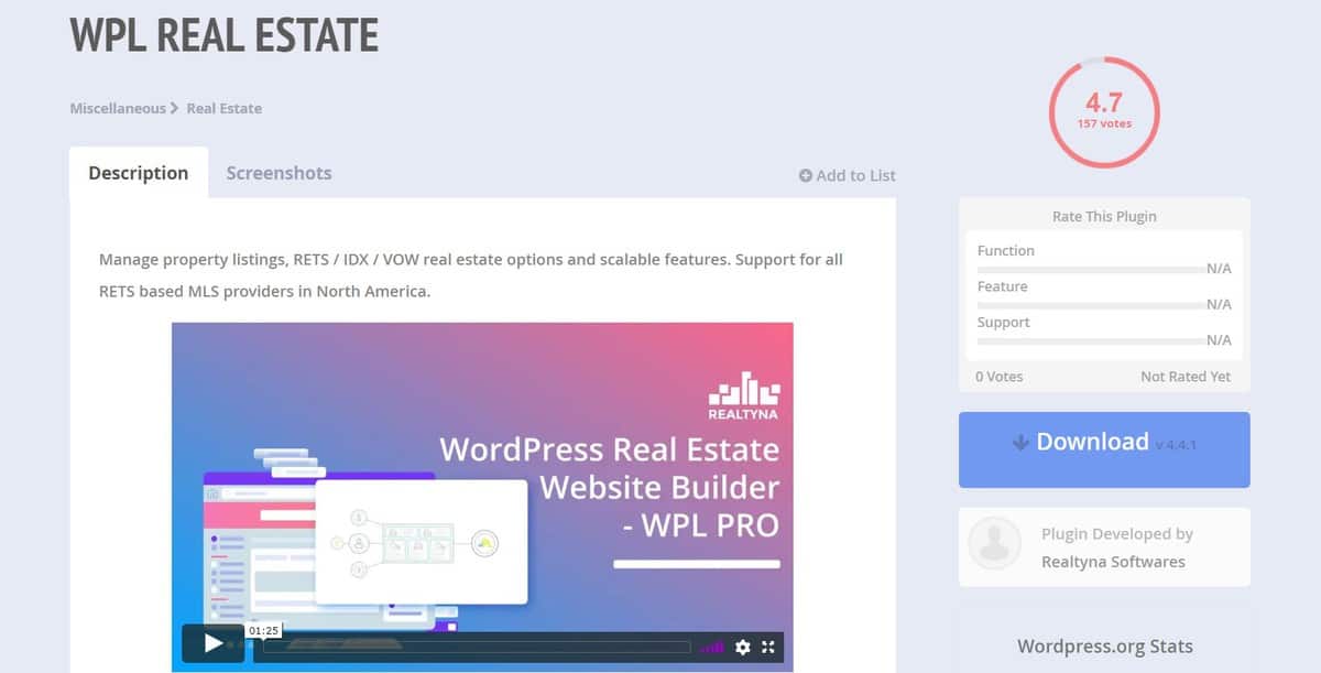 WordPress plugin WPL Real Estate