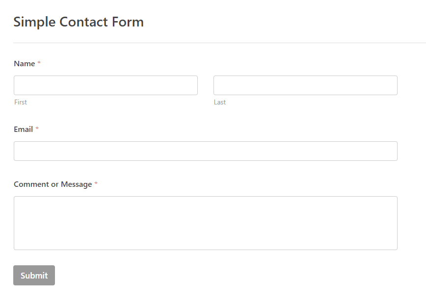 An example of a simple contact form