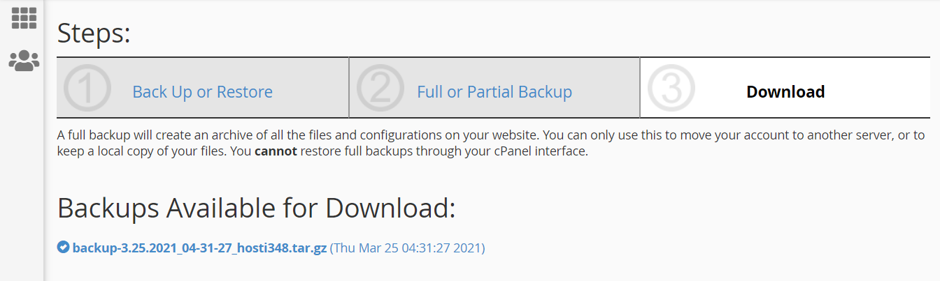 Backups available for download