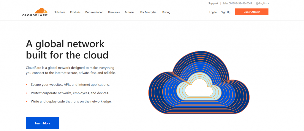 cloudflare homepage