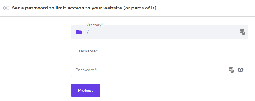 Password Protect Directories on hPanel.