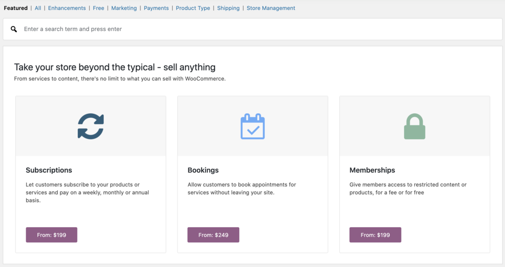 Managing WooCommerce extensions