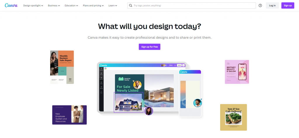 Canva's landing page