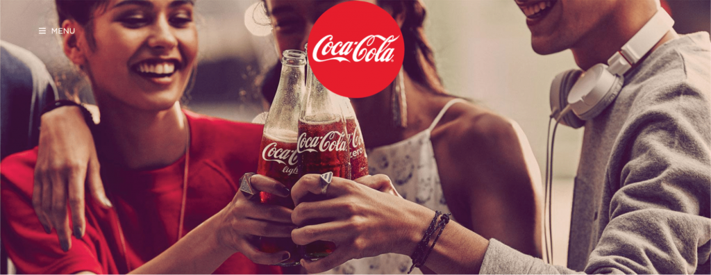 Screenshot of Coca-Cola website