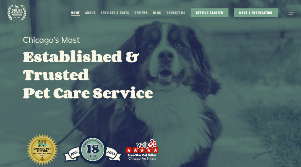 Chicago Pet Sitters' homepage