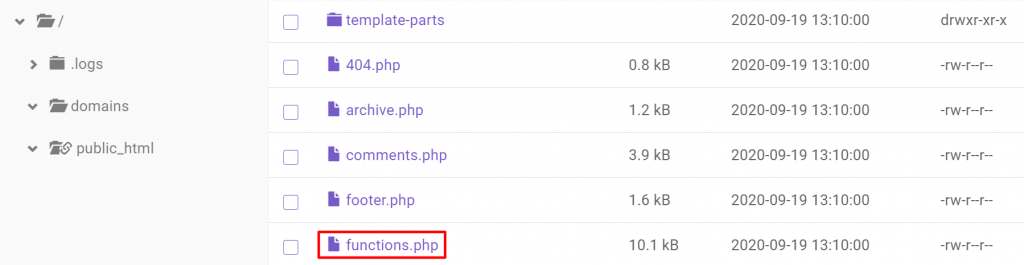 Functions.php file