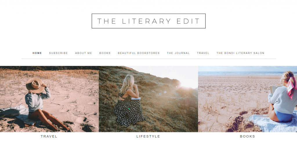 The homepage of the book blog The Literary Edit.