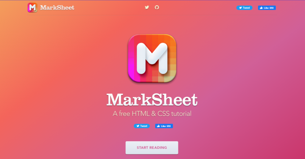 MarkSheet website homepage