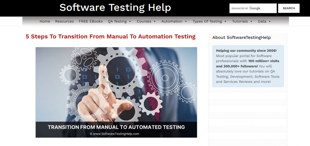 Software Testing Help website homepage