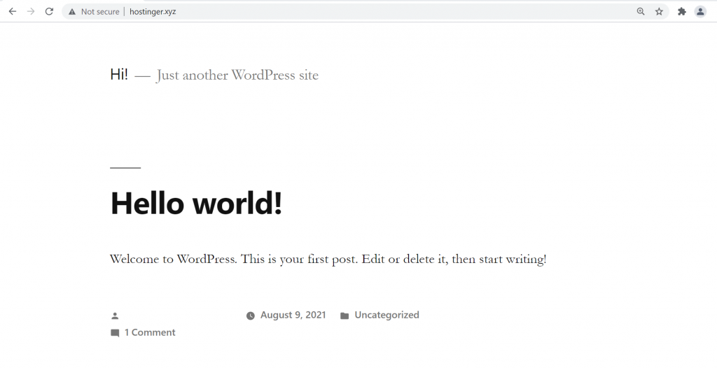 The appearance of a WordPress site's homepage using the Twenty Nineteen theme.