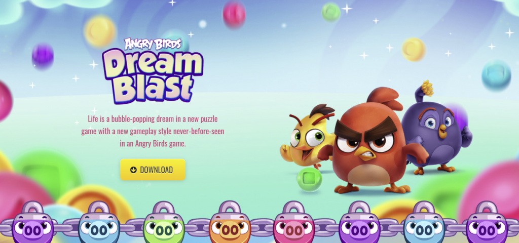 The landing page of Angry Birds.