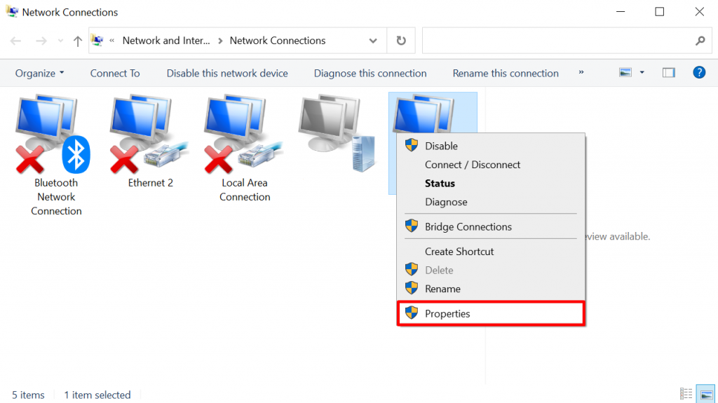 Accessing current connection properties on Windows.
