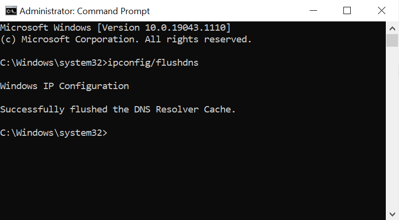 Flushing DNS on the Command Prompt.