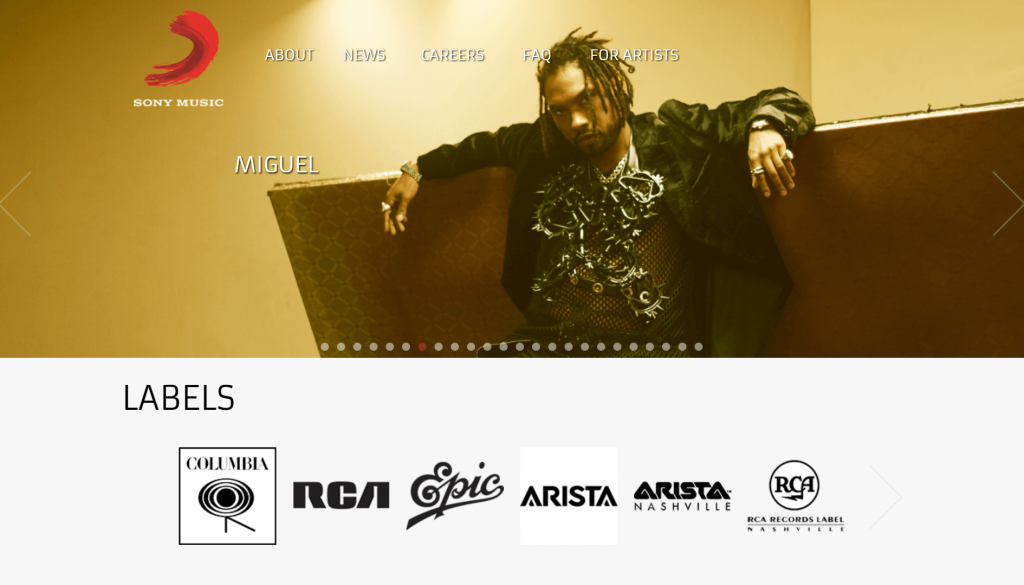 Sony Music website