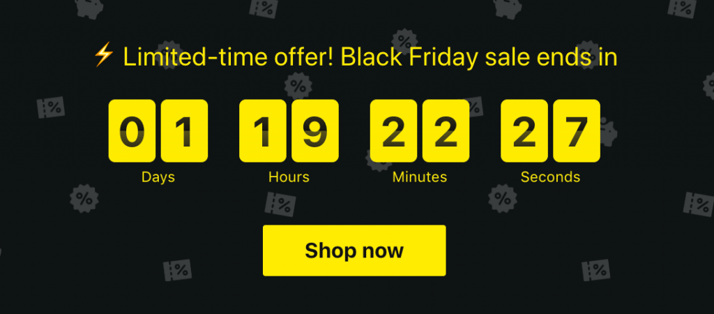 A countdown showing the duration of a flash sale. 