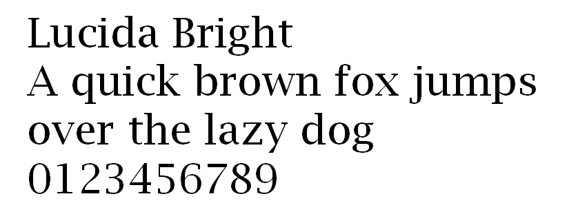 The letters and numbers of Lucida Bright.
