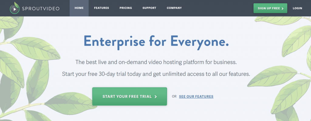 SproutVideo homepage