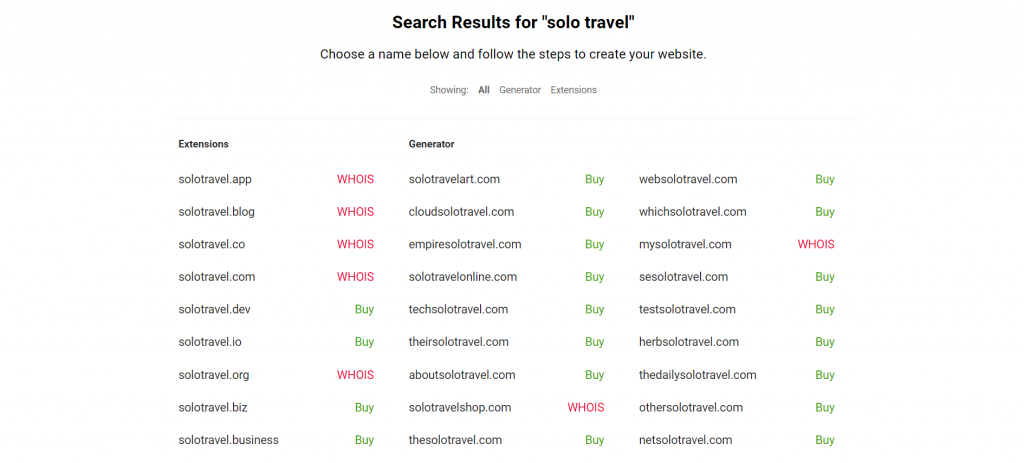 Nameboy's search results for "solo travel"