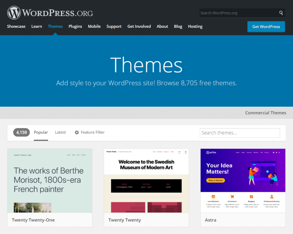 The official WordPress themes library