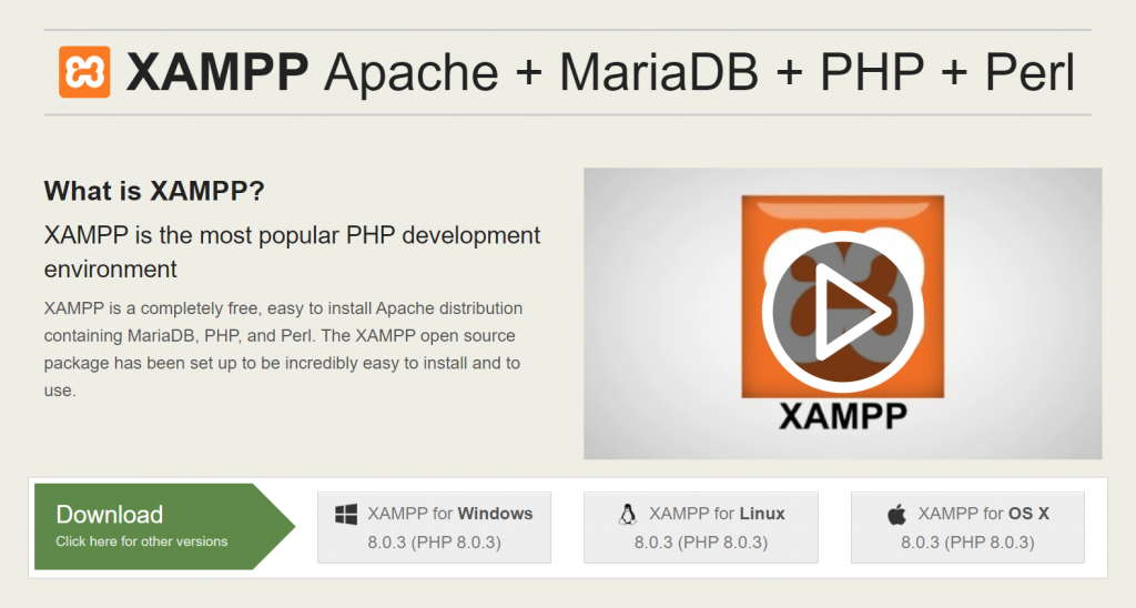 XAMPP front page 