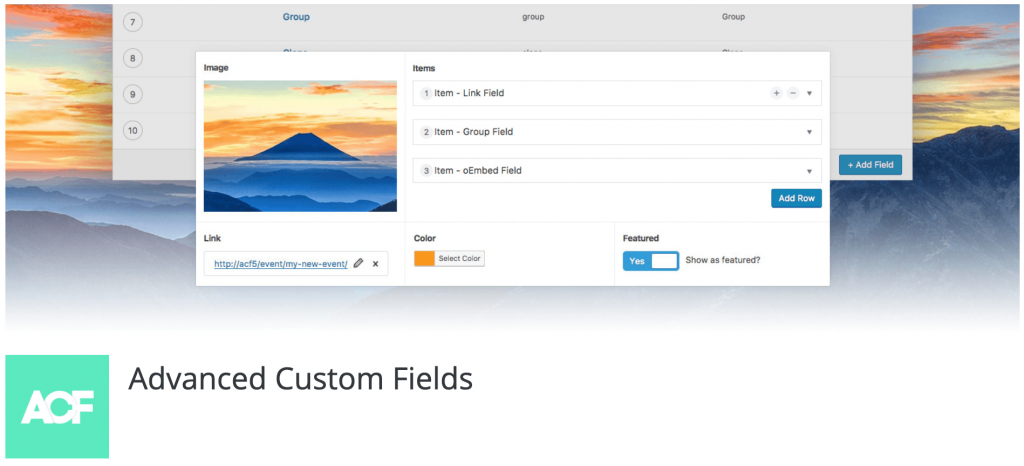 Advanced Custom Fields plugin banner