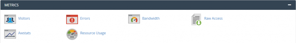 The Metrics section on cPanel