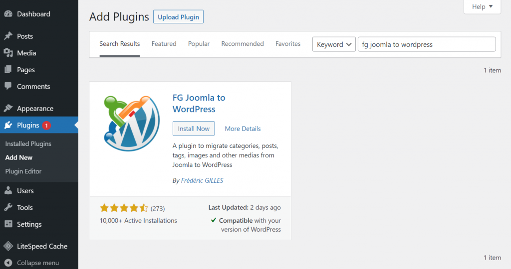 Adding FG Joomla to WordPress plugin